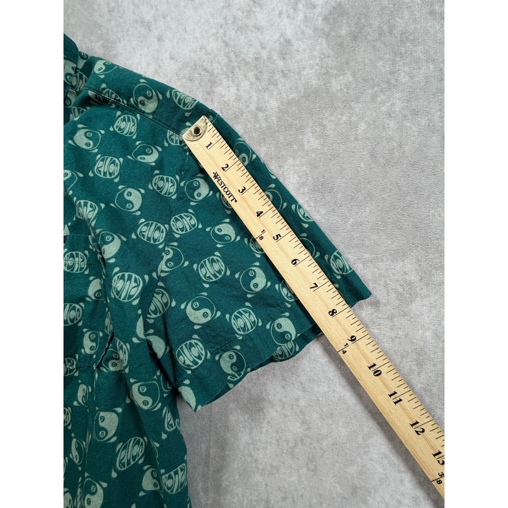 RVCA Kimura Mens Medium Shirt Cotton Ocean Teal Yin Yang Short Sleeve Button Up - Picture 9 of 9